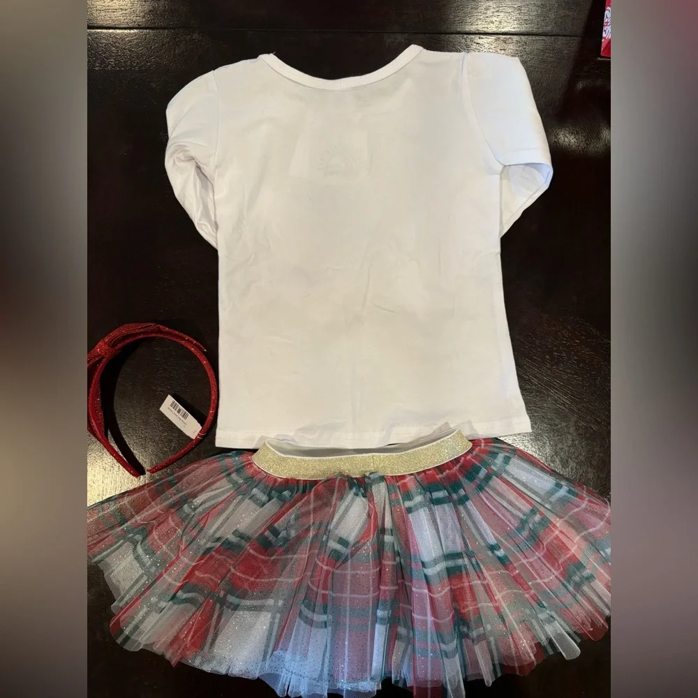 NEW Toddler Girls Christmas Plaid Tutu Outfit, Size 3T